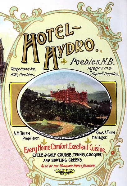 Advert, Hotel Hydro, Peebles, Scotland