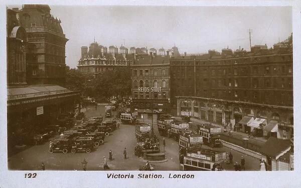 Aerial view, entrance to Victoria Station, London