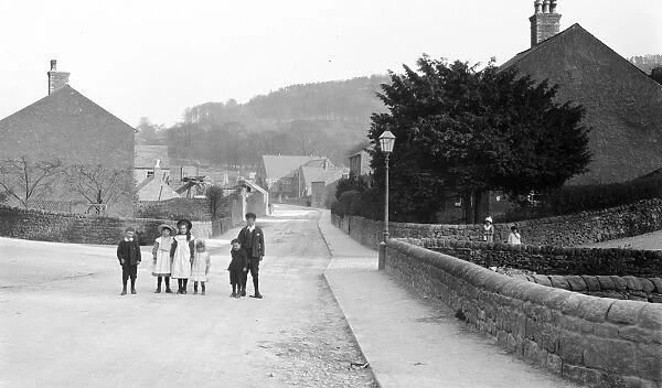 Cromford - a group of children in the road