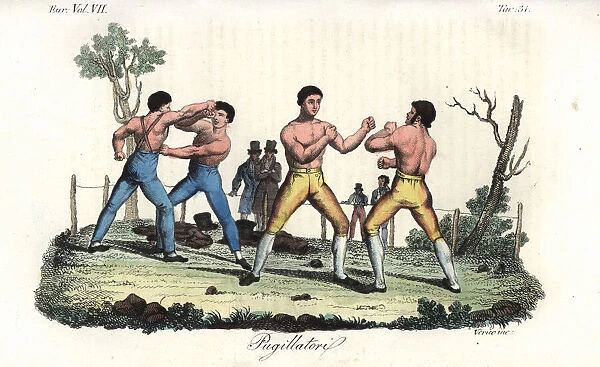 English bare-knuckle boxers prize-fighting