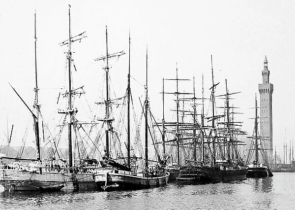 Fishing boats, Grimsby Docks, Victorian period