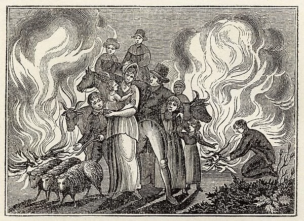 Pilgrims. Passing through fire on St Johns day at St Patricks Purgatory