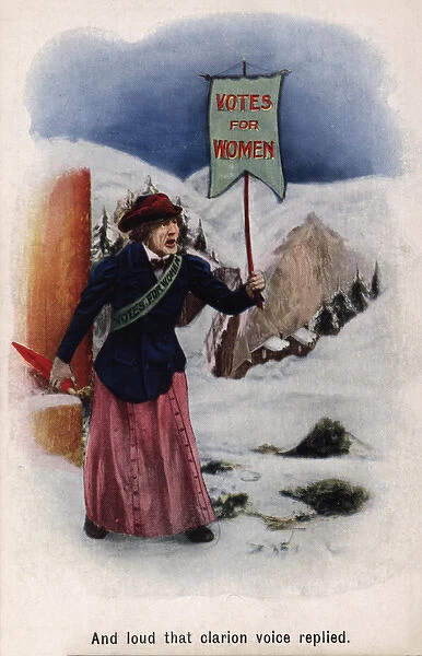 Suffragette in Snow Votes for Women