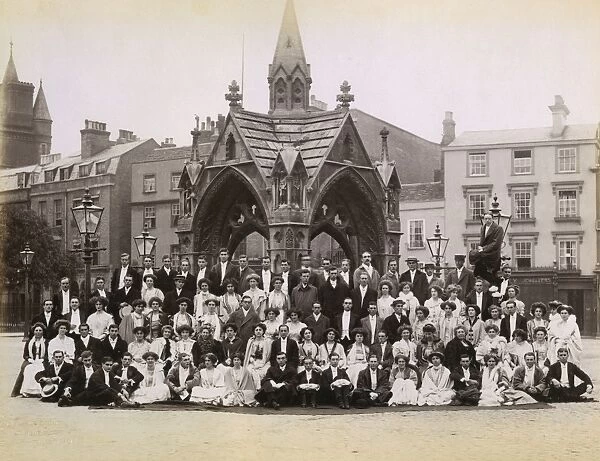 Trinity College group, Cambridge marketplace 1910