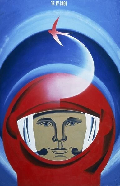 Soviet poster commemorating Gagarin