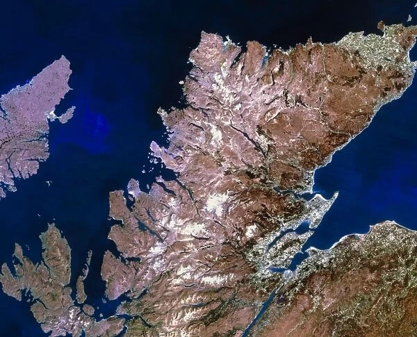 True-colour satellite image of northern Scotland
