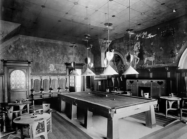 View of the snooker room in Mrs Cranstons Tea Rooms, Buchanan Street