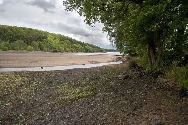 Low water level at reservoir, Fewston Reservoir, North Yorkshire, England, may