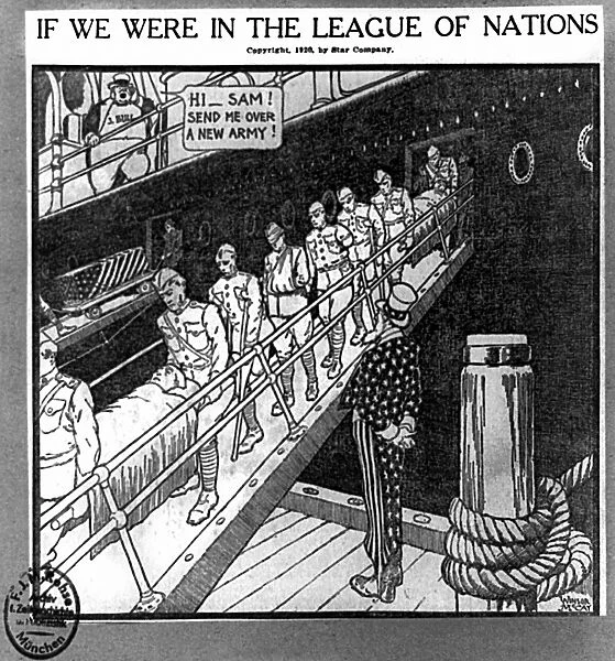 CARTOON: LEAGUE OF NATIONS. If we were in the League of Nations. American cartoon