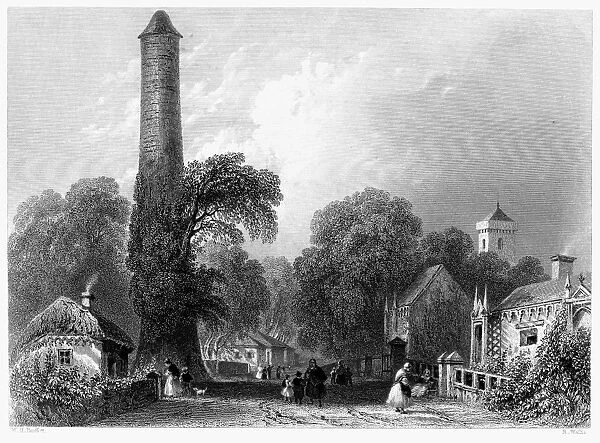 IRELAND: CLONDALKIN, c1840. View of the village of Clondalkin, Ireland, near Dublin. Steel engraving, English, c1840, after William Henry Bartlett