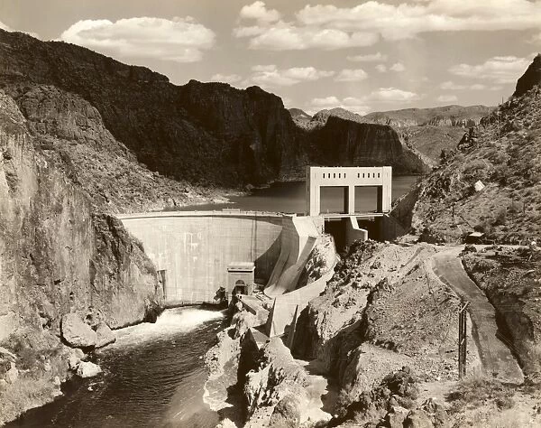 MORMON FLAT DAM, 1938. The Mormon Flat Dam on the Salt River in Arizona. Photograph by Ben Glaha