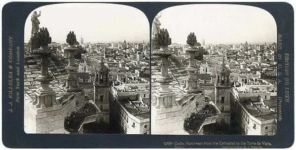 SPAIN: CADIZ, c1908. Cadiz, Northwest from the Cathedral to the Torre de Vigia, Spain