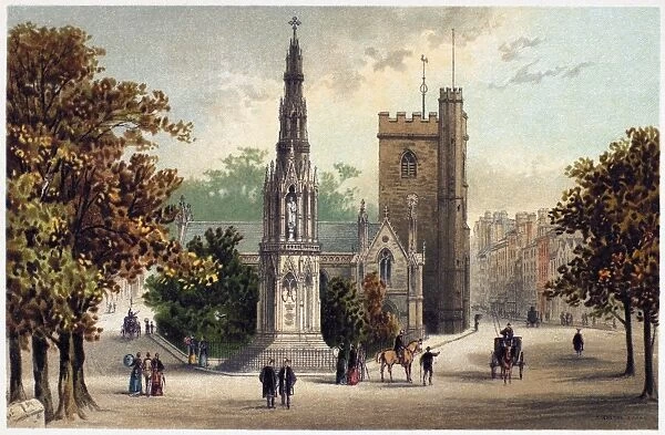 VIEW OF OXFORD, c1885. Martyrs Monument, Oxford, a memorial to the 16th-century Protestant martyrs Nicholas Ridley, Hugh Latimer, and Thomas Cranmer. Lithograph, c1885