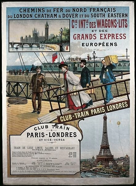Luxury railway operator Compagnie Internationale des Wagons-Lits et des Grands Express Europeens, Advertising poster about Paris-London route