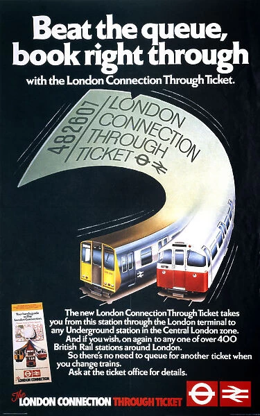 1983-8545. Poster, BR (CAS) and London Underground. Beat The Queue, Book Right Through