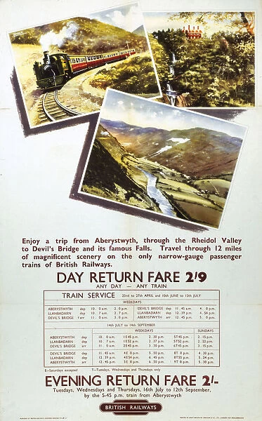 Aberystwyth through the Rheidol Valley, BR poster, 1960