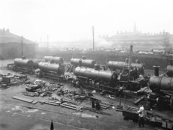 Baldwin locomotives under construction, about 1898
