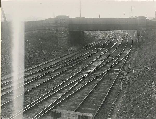 Bishops Stortford, view north at London Bridge over the railway line. End of