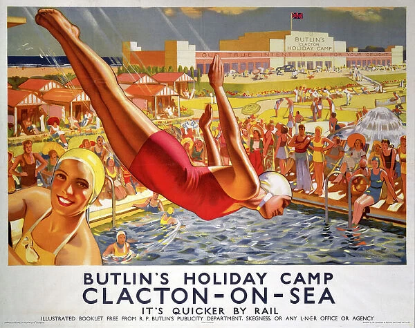 Butlins Holiday Camp, Clacton-on-Sea, LNER poster, 1940