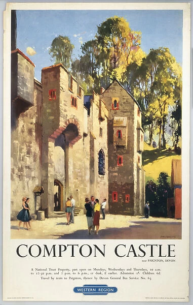 Compton Castle, BR (WR) poster, 1950s