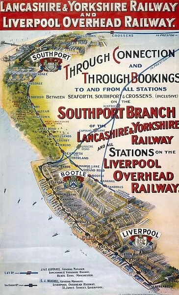 Through Connection and Through Bookings, LYR  /  LOR poster, c 1910