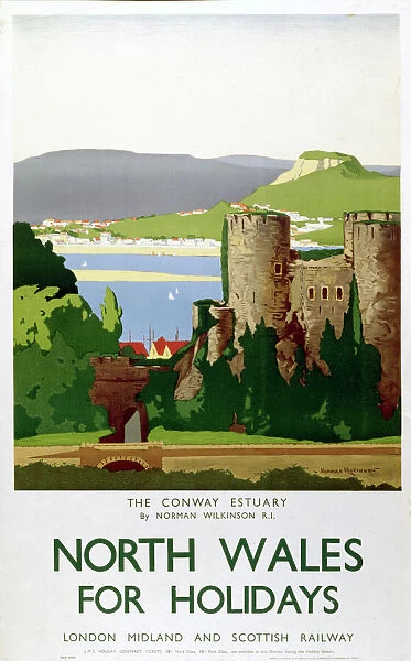 The Conway Estuary. North Wales, LMS poster, 1923-1947