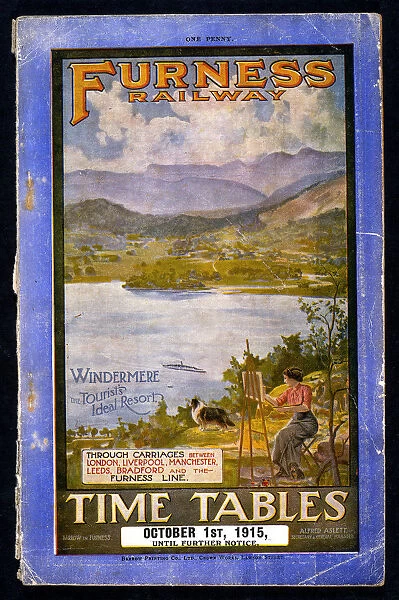 Front cover of the Furness Railway timetable, 1915