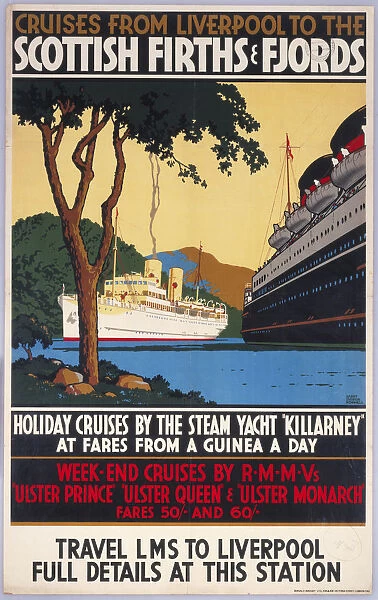 Cruises from Liverpool to the Scottish Firths & Fjords, LMS poster, c 1930s