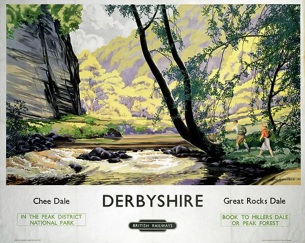 Derbyshire - Chee Dale and Great Rocks Dale BR (LMR) poster, c 1950s