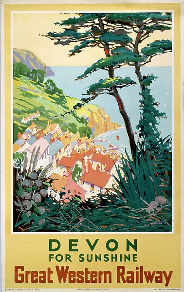 Devon for Sunshine, GWR poster, 1923-1947