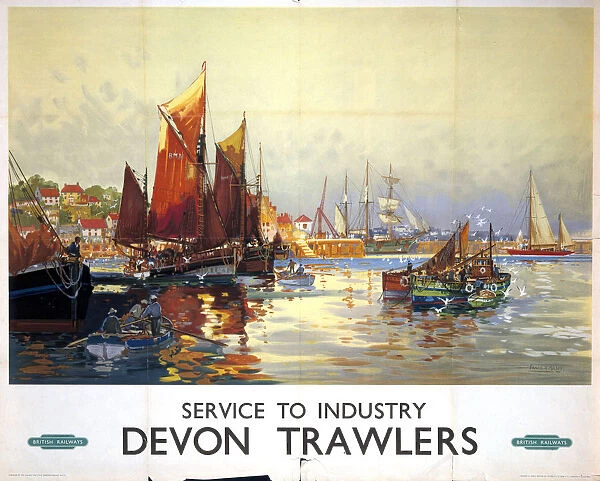 Devon Trawlers, BR poster, 1948-1965