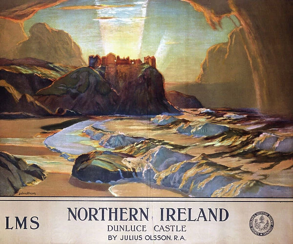 Dunluce Castle, Northern Ireland, LMS poster, 1924