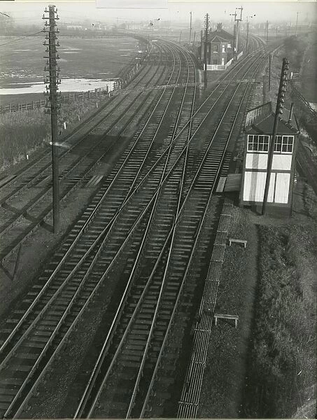 Ely North Junction, 1911, signal box on the right. Past the house the Kings Lynn
