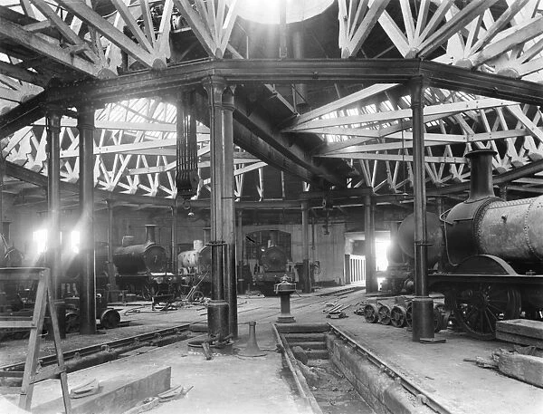 Engine shed at Derby, 1905