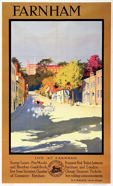 Farnham, Surrey, Southern Railway poster, 1923-1948
