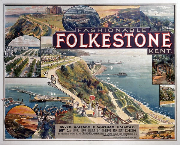 Fashionable Folkstone, Kent, SE & CR poster, c 1910