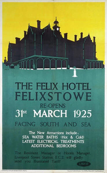 The Felix Hotel, Felixstowe, LNER poster, 1925