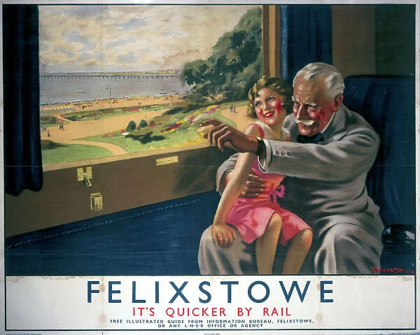 Felixstowe, its Quicker by Rail, LNER poster, 1934