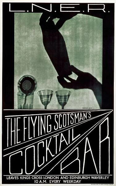 The Flying Scotsmans Cocktail Bar, LNER poster, c 1930s