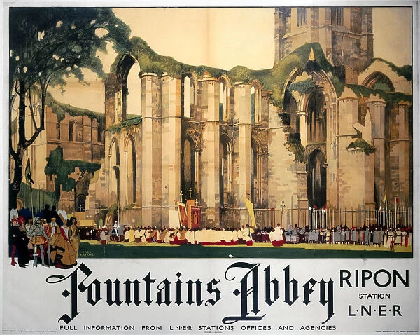 Fountains Abbey, LNER poster, 1923-1947