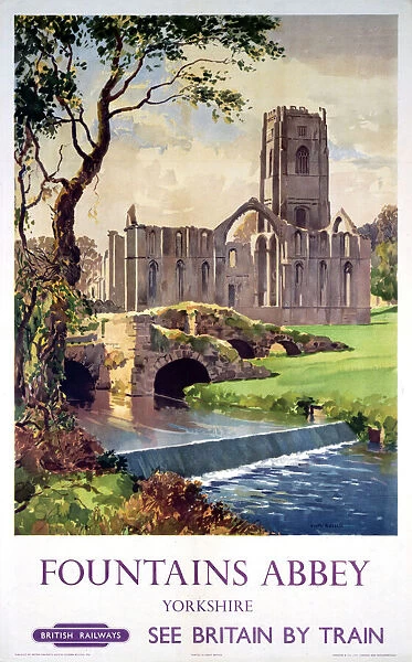 Fountains Abbey, Yorkshire, BR (NER) poster, 1956