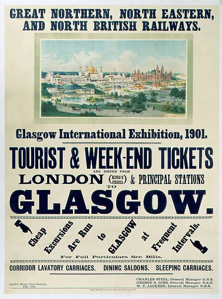 Glasgow International Exhibition, GNR  /  NER  /  NBR poster, 1901