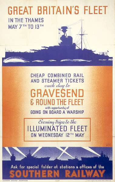 Great Britains fleet in the Thames, SR poster, 1937