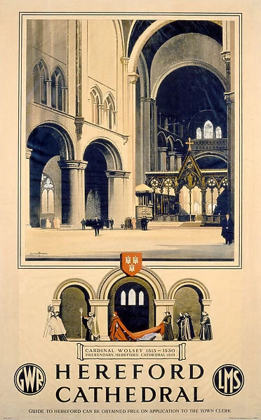 Hereford Cathedral, GWR  /  LMS poster, 1923-1947