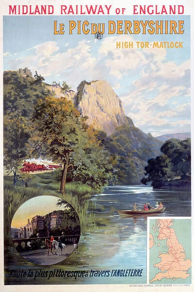 High Tor, Matlock, Derbyshire Peaks, MR poster, c 1910s