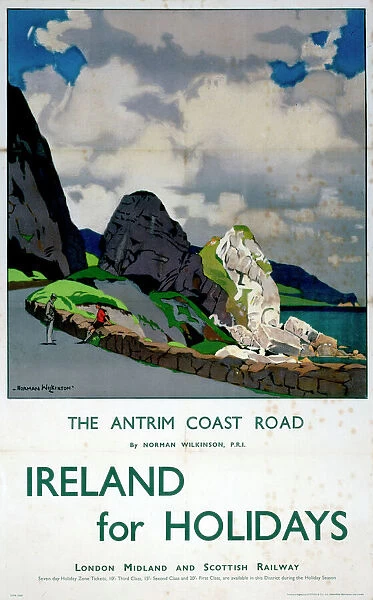 Ireland for Holidays - The Antrim Coast Road, LMS poster, 1923-1947