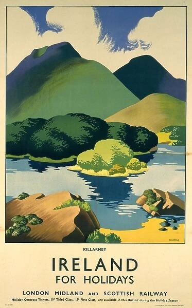 Ireland for Holidays - Killarney, LMS poster, c 1930s