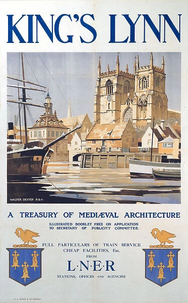 Kings Lynn - A Treasury of Medieval Architecture, LNER poster, 1923-1947