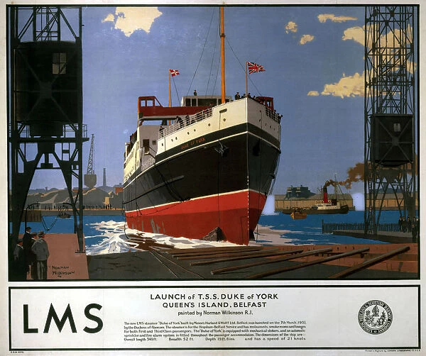 Launch of TSS Duke of York, LMS poster, 1935