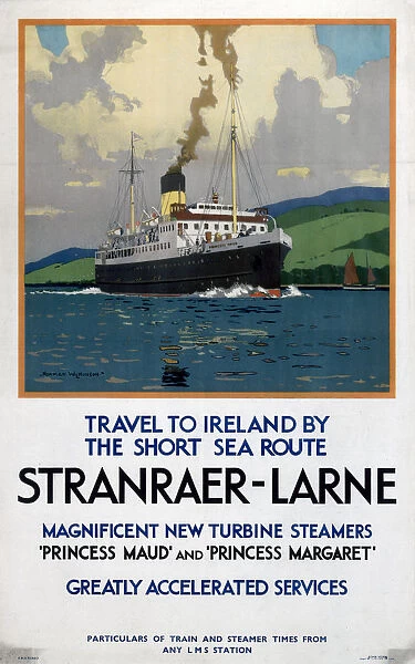 LMS poster. Stranraer-Larne. Magnificent Ne